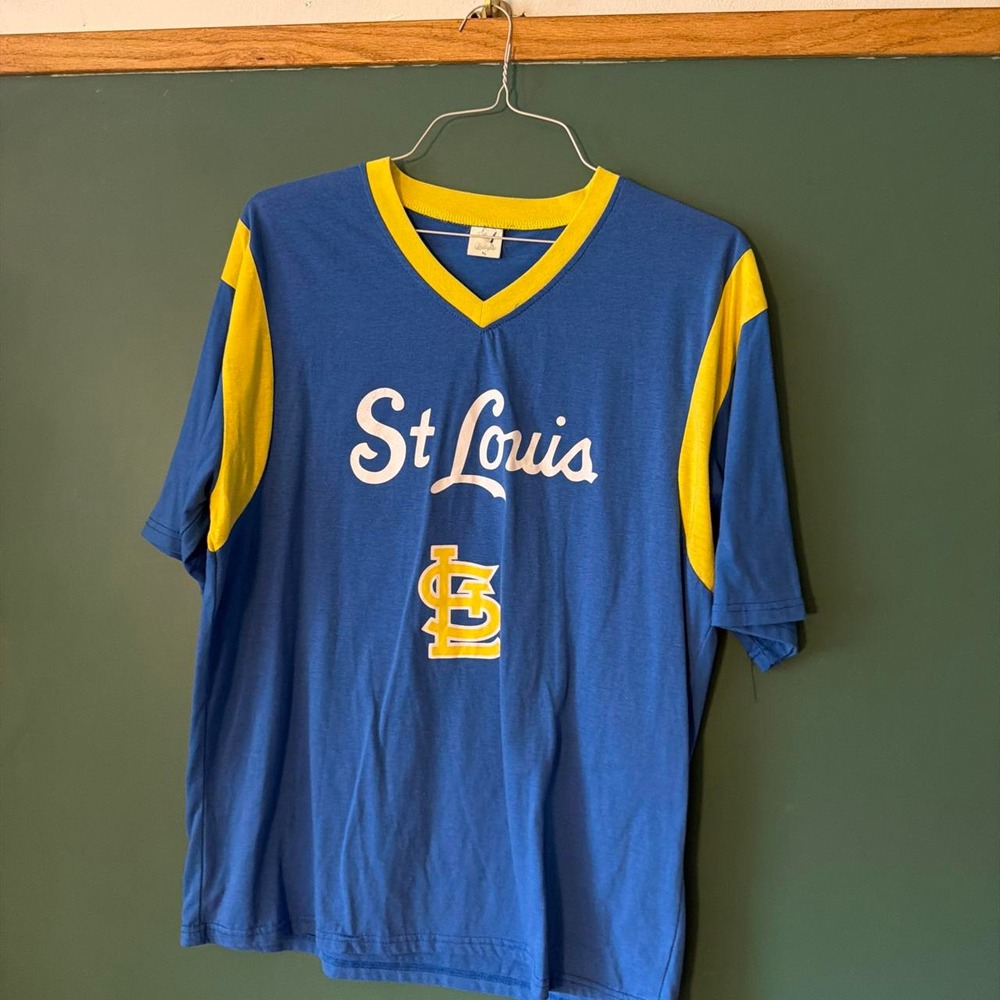 Vintage St Louis Cardinals Rams Kurt Warner Crossover Tshirt XL Blue Yellow